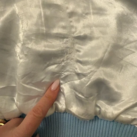 Lola + The Boys Sky Blue Fuzzy Jacket